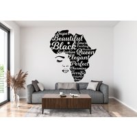 Black Afro Beauty Woman African Map Diva Confidence Freedom American Girl Wandtattoa Wanddeko Schwarzer Aufkleber Vinyl 165Ez von StickOshop