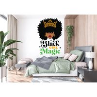 Black Girl Magic Afro Butterfly Beauty Woman Smart Diva Confidence Freedom African American Wandkunst Aufkleber 202Ez von StickOshop