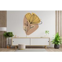 Blumen Wandtattoo, Line Art, Moderne Mid Century Wandkunst, Art Wanddeko Boho Wandtattoo Schlafzimmer 803Ez von StickOshop