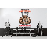 Bull Gym Fitness Spruch Aufkleber Wall Art Wanddekoration Crossfit Wandtattoa Workout 238Ez von StickOshop