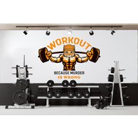 Cat Gym Fitness Wanddeko Wal Art Wandaufkleber Crossfit Geschenke Home Wandsticker Vinyl 004Ez von StickOshop