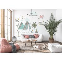 Dinosaurier Wandtattoo Dino Kinderzimmer Palme Vulcano Wandkunst Wandkunst, Wandsticker Vinyl 520Ez von StickOshop