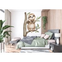 Faultier Wandtattoo, Wanddeko, Wandtattoo Aquarell, Schlafzimmer 425Ez von StickOshop