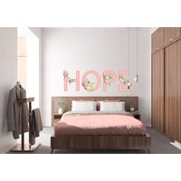 Floral Arch Hope, Hope Mid Century Modern Boho Wandtattoo, Moderne Wandtattoo Florale Wandkunst, Schlafzimmer Wandkunst Dekor 495Ez von StickOshop