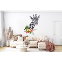 Giraffe Wandtattoa, Giraffen Kopf Wanddekoration Floral Safari, Druck Geschenk 384Ez von StickOshop