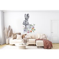 Hase Wandtattoo, Blume Wanddeko, Kopf Wanddeko Wandtattoo Floral Safari, Print Geschenk 386Ez von StickOshop