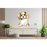 Hunde Wandtattoa, Hundeblumen Wanddeko, Hundekopf Wanddeko Hund Wandsticker Floral 582Ez von StickOshop