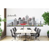 Jacksonville Sky Line, City Skyline Wandkunst Stadt Wandsticker Vinyl Aufkleber Wall Art Wanddekoration 297Ez von StickOshop