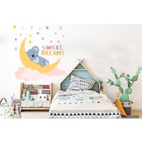 Koala Sweet Dreams Wandtattoa, Wanddeko, Schlafmodus Wanddeko Wandsticker Faultier Aquarell, Schlafzimmer 590Ez von StickOshop