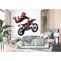 Motocross Wandtattoa Dirt Bike Rider Wandtatto Motorrad Wanddeko Wandsticker Kinderzimmer Schlafzimmer Dekor 639Ez von StickOshop