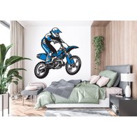 Motocross Wandtattoa Dirt Bike Rider Wandtatto Motorrad Wanddeko Wandsticker Kinderzimmer Schlafzimmer Dekor 640Ez von StickOshop