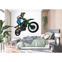 Motocross Wandtattoa Dirt Bike Rider Wandtatto Motorrad Wanddeko Wandsticker Kinderzimmer Schlafzimmer Dekor 641Ez von StickOshop