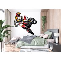 Motocross Wandtattoa Dirt Bike Rider Wandtatto Motorrad Wanddeko Wandsticker Kinderzimmer Schlafzimmer Dekor 642Ez von StickOshop