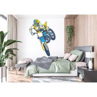 Motocross Wandtattoa Dirt Bike Rider Wandtatto Motorrad Wanddeko Wandsticker Kinderzimmer Schlafzimmer Dekor 645Ez von StickOshop