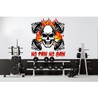 No Pain Gain Gym Wanddeko Fitness Wand Kunst Flamme Wandaufkleber Crossfit Kreuzfit Geschenke Home Wandsticker 666Ez von StickOshop