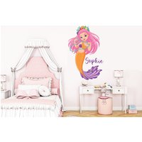 Personalisierter Name Meerjungfrau Wandaufkleber Wanddeko Mädchenzimmer Für Kinderzimmer 677Ez von StickOshop