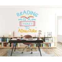 Reading Is A Ticket To Adventure & Books Wandtattoa Deko Bücher Wandaufkleber Buch Wand Kunst Buchliebhaber Geschenke Wandsticker Dekor 305Ez von StickOshop