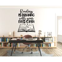 Reading Is Dreaming Books Lover Zitate Bücher Wandsticker Wanddeko Wandkunst Buchliebhaber Geschenke Buch Wanddekoration Vinyl 127Ez von StickOshop