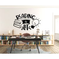 Reading Is Lit Buchliebhaber Zitate Bücher Wandaufkleber Wandkunst Geschenke Buch Wandsticker Wanddekoration Vinyl 129Ez von StickOshop