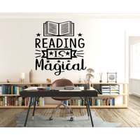 Reading Is Magical Book Lover Zitate Bücher Wandaufkleber Wandkunst Buchliebhaber Geschenke Buch Wandsticker Wanddekoration Vinyl 131Ez von StickOshop