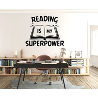 Reading Is My Superpower Buchliebhaber Zitate Bücher Wandtatto Wandkunst Geschenke Buch Wandsticker Wanddekoration Vinyl 136Ez von StickOshop