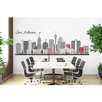 San Antonio Sky Line, City Skyline Wandkunst Stadt Wandsticker Vinyl Aufkleber Wall Art Wanddekoration 293Ez von StickOshop