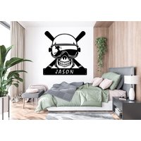 Ski Skull Skelett Wandtattoa Schneemobil Wanddeko Winter Sport Snowboard Wanddekoration Wand Kunst Skifahrer Wandsticker Vinyl474Ez von StickOshop