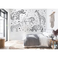 Tiere Wandtattoo Elefanten Geometrisch Polygon Löwe Giraffe Sternbild Sterne Zebra Aufkleber Nilpferd Vinyl 593Er von StickOshop