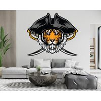 Tiger Pirat Wandkunst, Wandtattoo, Kopf Wand-Dekor Wandaufkleber Schlafzimmer Haus Wand Zimmer 616Ez von StickOshop