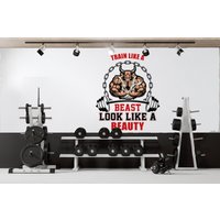 Train Like A Beast Bull Gym Stickers Fitness Wall Art Decor Crossfit Wandtattoa Workout 031Ez von StickOshop