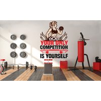 Your Only Competition Is Yourself Women Gym Stickers Fitness Wall Art Wanddekoration Damen Crossfit Aufkleber Mädchen Geschenk 050Ez von StickOshop