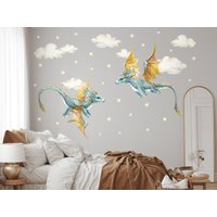 Drache Aquarell Aufkleber Für Baby Und Kinder, Babyzimmer Dekoration, Neutrales Kinderzimmer, Babyparty Dekoration von StickStickerStick