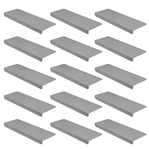 15er Set StickandShine Stufenmatte in grau eckig für Treppenstufen, Treppenstufenmatte zum aufkleben von StickandShine Inh. Christian Müller