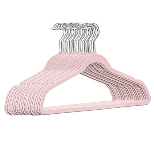 25 Stück hochwertige Samt Kleiderbügel in der Farbe Rosa mit Silber Haken/Anti-Rutsch/von StickandShine von StickandShine Inh. Christian Müller