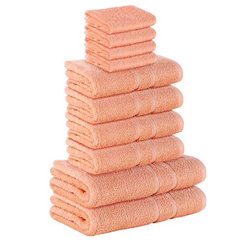 StickandShine 10 TLG. (4X Gästehandtuch / 4X Handtuch / 2X Duschtuch) in Peach/Premium Frottee Set aus 100% Baumwolle mit 500g/m² 10er Pack von StickandShine Inh. Christian Müller