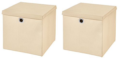 StickandShine 2er Set Creme Faltbox 28 x 28 x 28 cm Aufbewahrungsbox faltbar mit Deckel StickandShine 2er Set Creme Faltbox 28 x 28 x 28 cm Aufbewahrungsbox faltbar mit Deckel von StickandShine