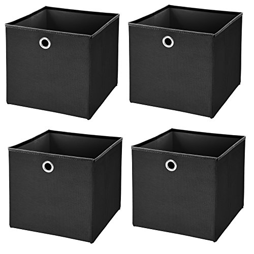 StickandShine 4er Set Schwarz Faltbox 28 x 28 x 28 cm Aufbewahrungsbox faltbar von StickandShine