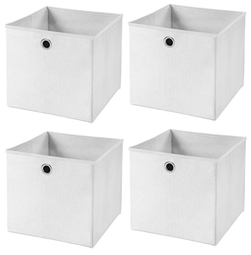 StickandShine 4er Set Weiß Faltbox 28 x 28 x 28 cm Aufbewahrungsbox faltbar von StickandShine