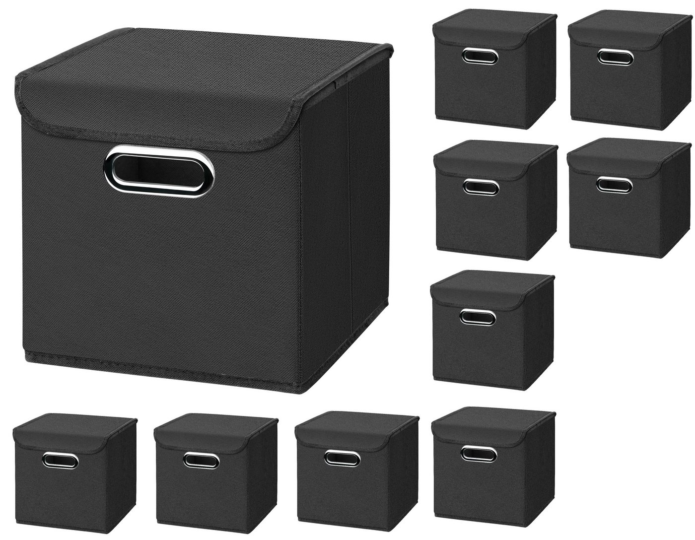 Aufbewahrungsbox 10 Stück Faltboxen 25 x 25 x 25 cm Stoffboxen faltbar mit Deckel in verschiedenen Farben (10er SET 25x25x25) 25cm von StickandShine