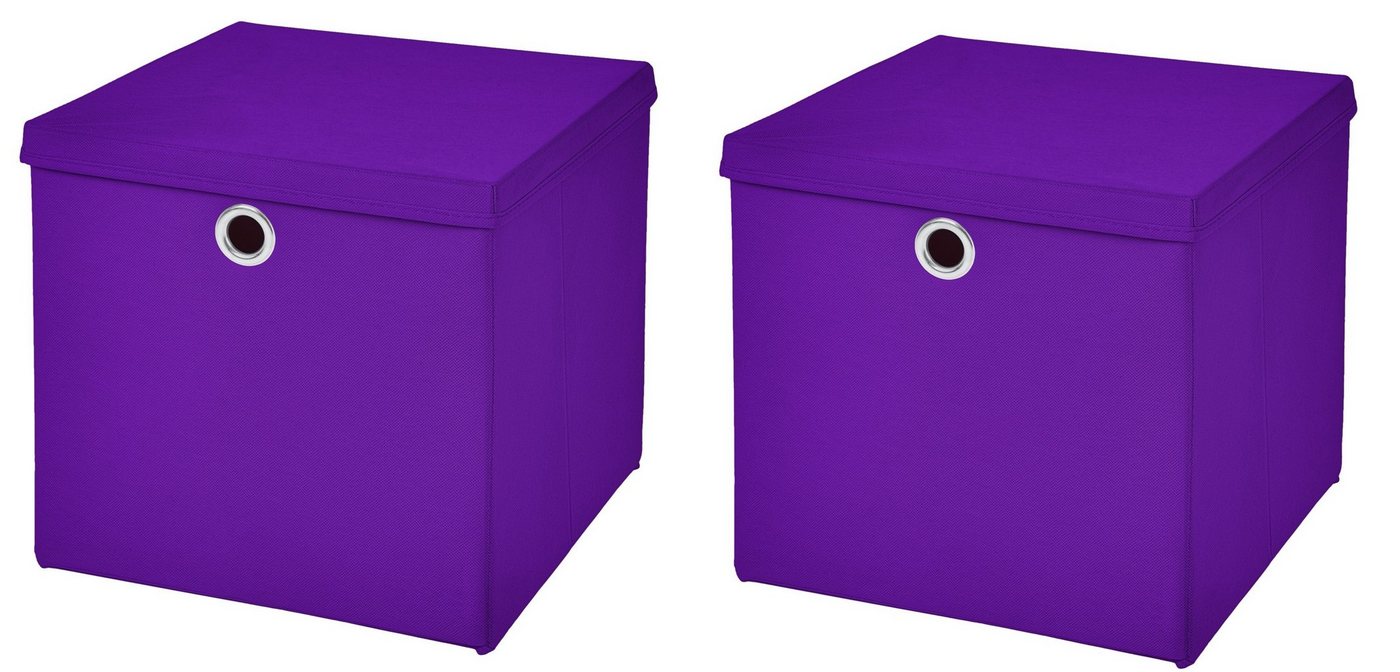 StickandShine Faltbox 2 Stück Faltboxen 28 x 28 x 28 cm faltbar mit Deckel Aufbewahrungsbox von StickandShine