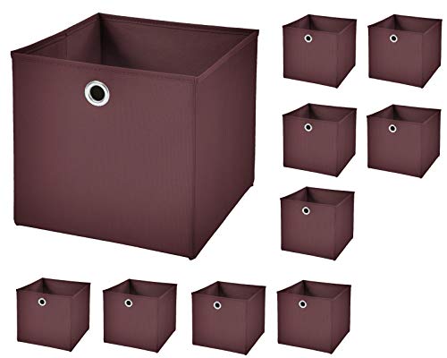 StickandShine 10er Set Braun Faltbox 28 x 28 x 28 cm Aufbewahrungsbox faltbar von StickandShine