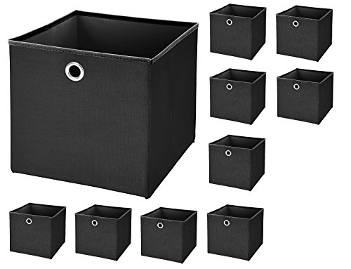 StickandShine 10er Set Schwarz Faltbox 28 x 28 x 28 cm Aufbewahrungsbox faltbar von StickandShine