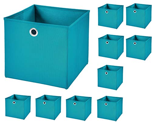 StickandShine 10er Set Türkis Faltbox 28 x 28 x 28 cm Aufbewahrungsbox faltbar von StickandShine