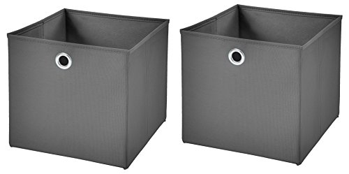 StickandShine 2er Set Dunkelgrau Faltbox 28 x 28 x 28 cm Aufbewahrungsbox faltbar von StickandShine