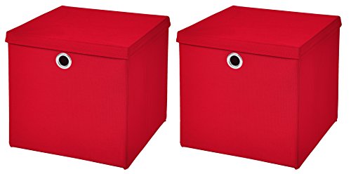 StickandShine 2er Set Rot Faltbox 28 x 28 x 28 cm Aufbewahrungsbox faltbar mit Deckel von StickandShine