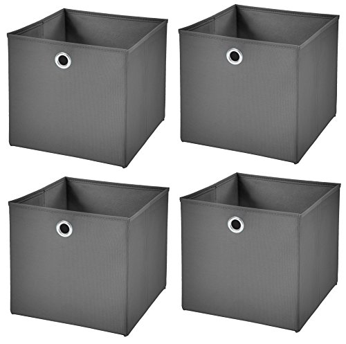 StickandShine 4er Set Dunkelgrau Faltbox 28 x 28 x 28 cm Aufbewahrungsbox faltbar von StickandShine