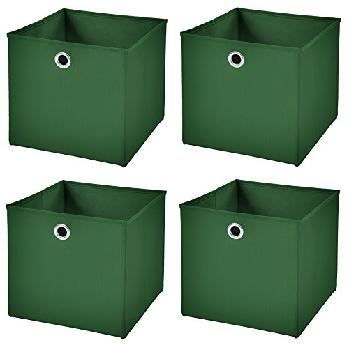 StickandShine 4er Set Dunkelgrün Faltbox 28 x 28 x 28 cm Aufbewahrungsbox faltbar von StickandShine