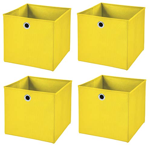 StickandShine 4er Set Gelb Faltbox 28 x 28 x 28 cm Aufbewahrungsbox faltbar von StickandShine