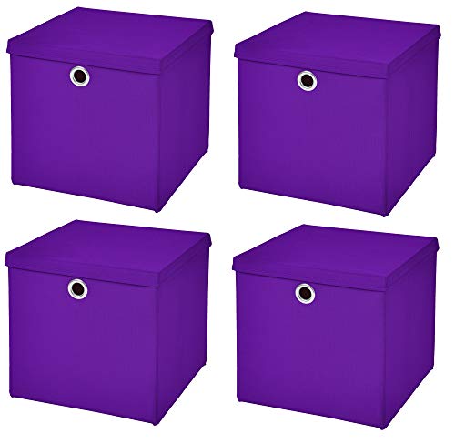 StickandShine 4er Set Lila Faltbox 28 x 28 x 28 cm Aufbewahrungsbox faltbar mit Deckel von StickandShine