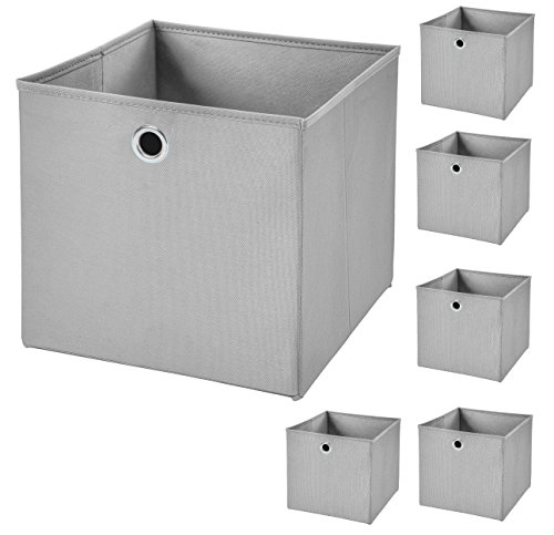 StickandShine 6er Set Hellgrau Faltbox 28 x 28 x 28 cm Aufbewahrungsbox faltbar von StickandShine